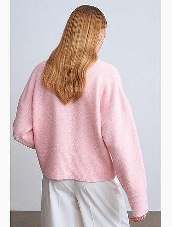 Pull femme en maille côtelée à col v dilvin