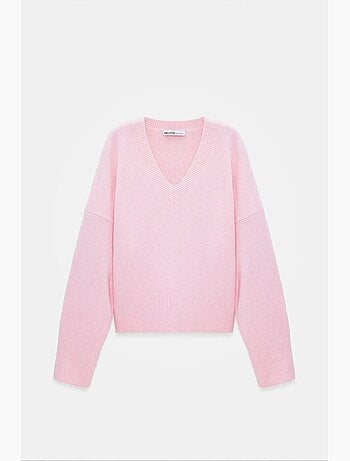 Pull femme en maille côtelée à col v dilvin