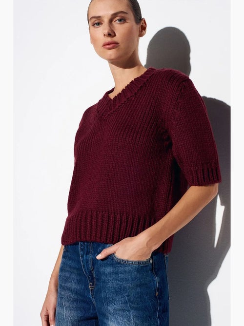 Pull femme en maille côtelée à col v dilvin - Kiabi Pull femme en maille côtelée à col v dilvin - Kiabi