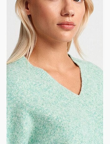 Pull femme en maille côtelée à col v dilvin