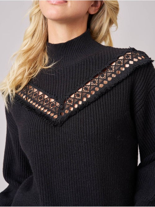 Pull femme en maille côtelée détail ajouré 'deeluxe' - Kiabi