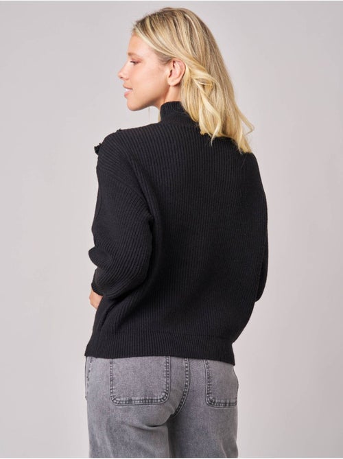 Pull femme en maille côtelée détail ajouré 'deeluxe' - Kiabi
