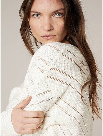 Pull femme en maille crochet 'Deeluxe'