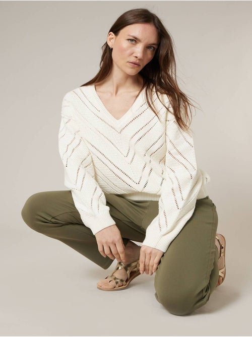 Pull femme en maille crochet 'Deeluxe' - Kiabi