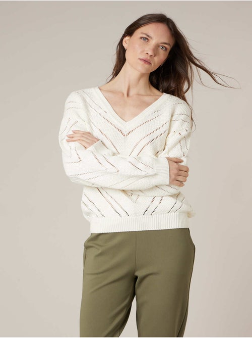 Pull femme en maille crochet 'Deeluxe' - Kiabi