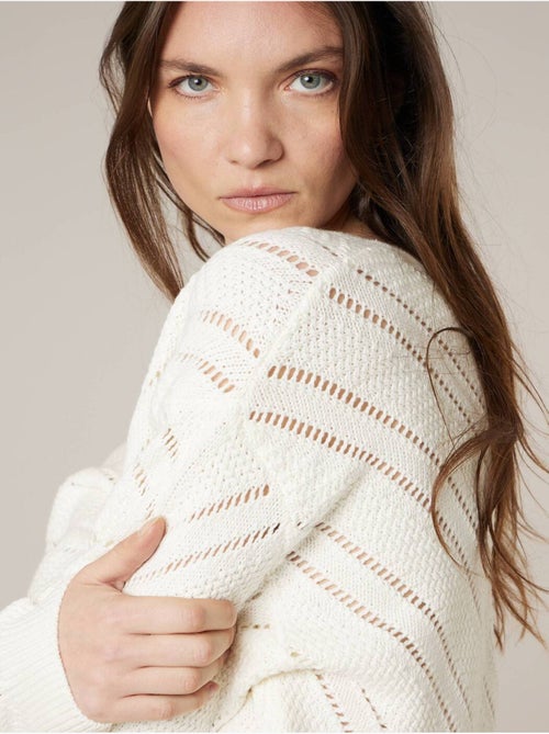 Pull femme en maille crochet 'Deeluxe' - Kiabi