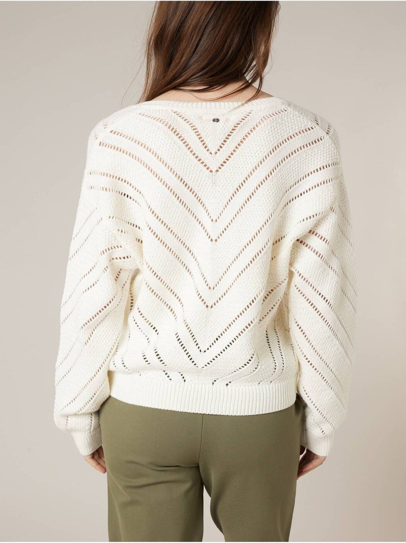 Pull femme en maille crochet 'Deeluxe' Blanc - Kiabi