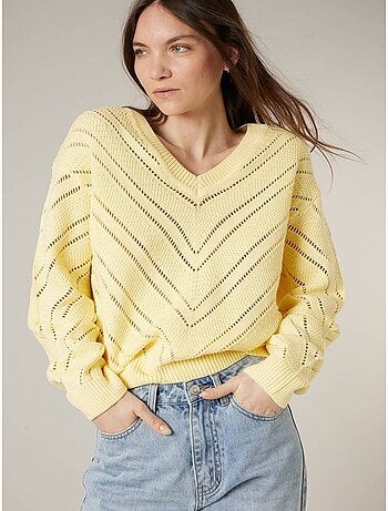 Pull femme en maille crochet 'Deeluxe'