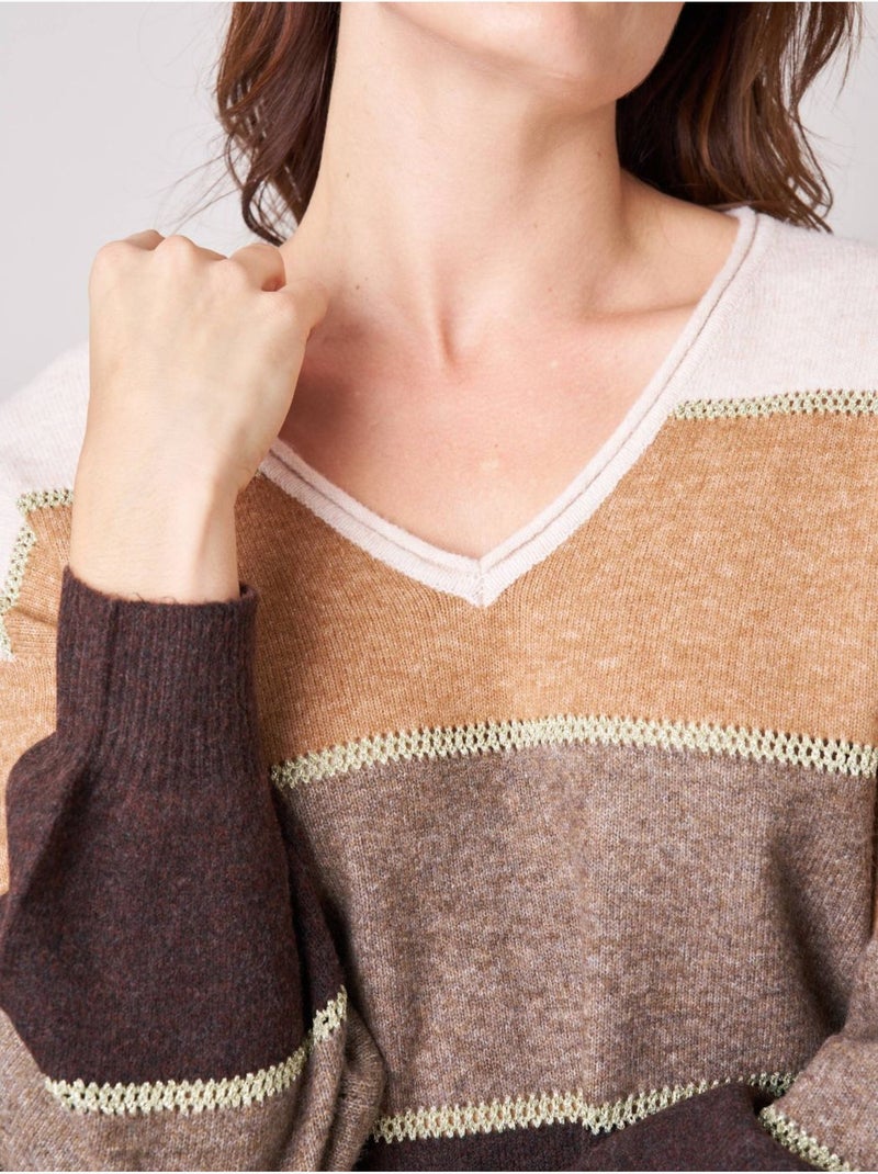 Pull femme en maille  'deeluxe' Marron - Kiabi