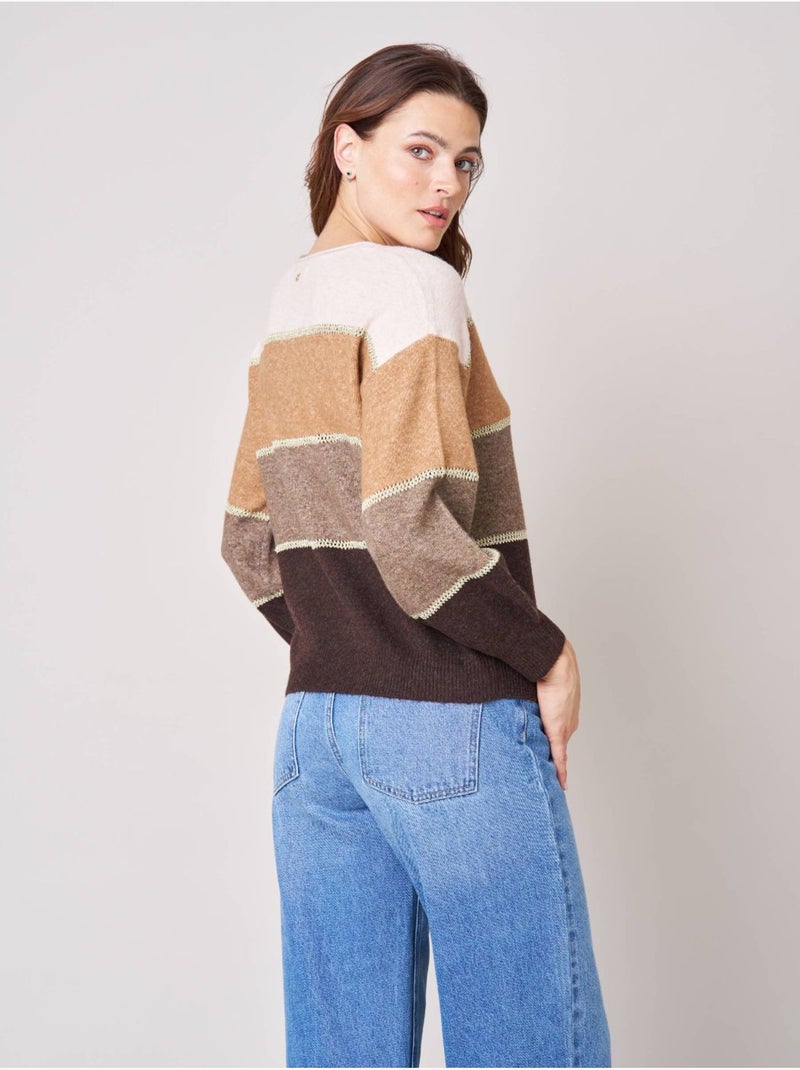 Pull femme en maille  'deeluxe' Marron - Kiabi