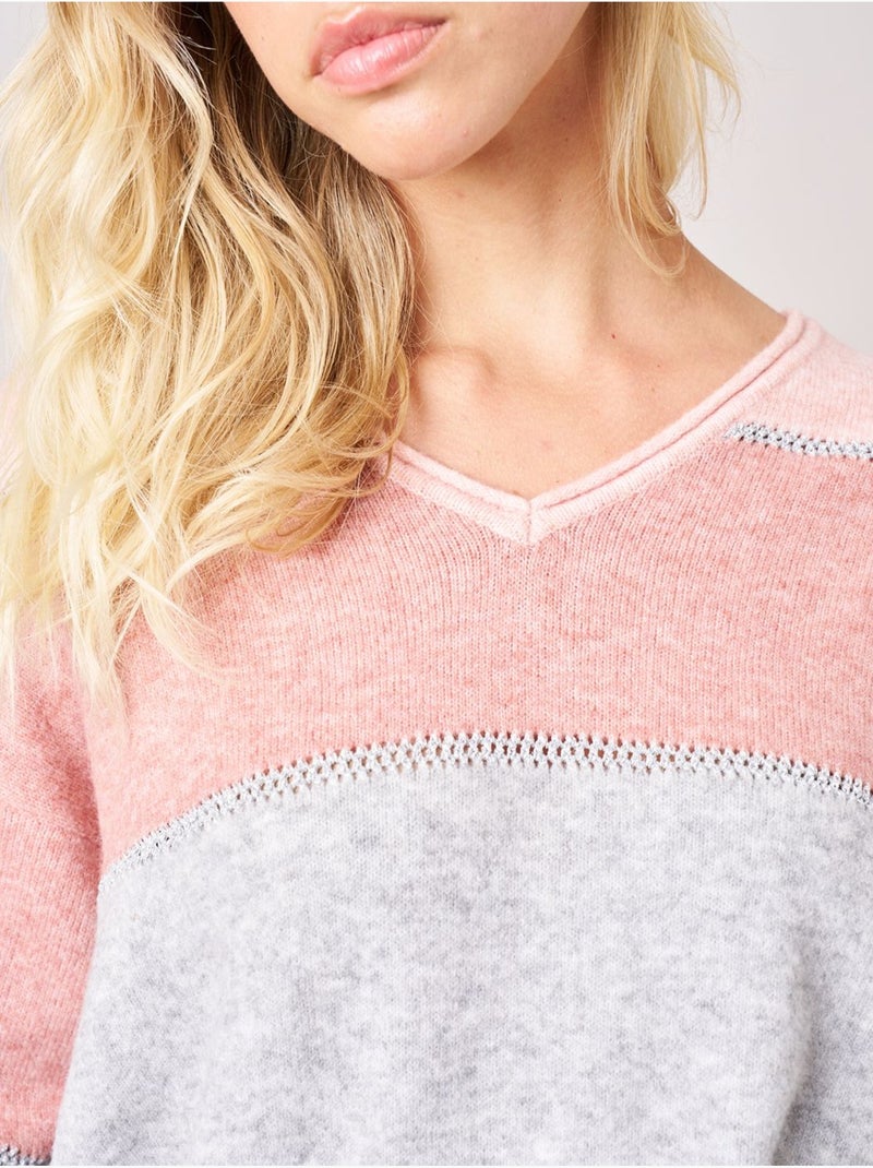 Pull femme en maille 'deeluxe' Vieux rose - Kiabi