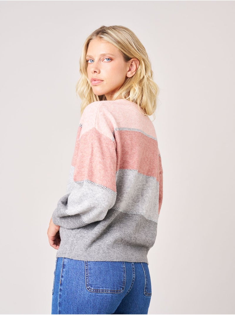 Pull femme en maille 'deeluxe' Vieux rose - Kiabi