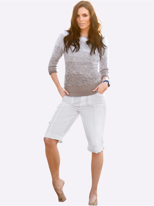 Pull femme en maille dégradé à col rond et manches 3/4 - Taille standard - Witt - Kiabi