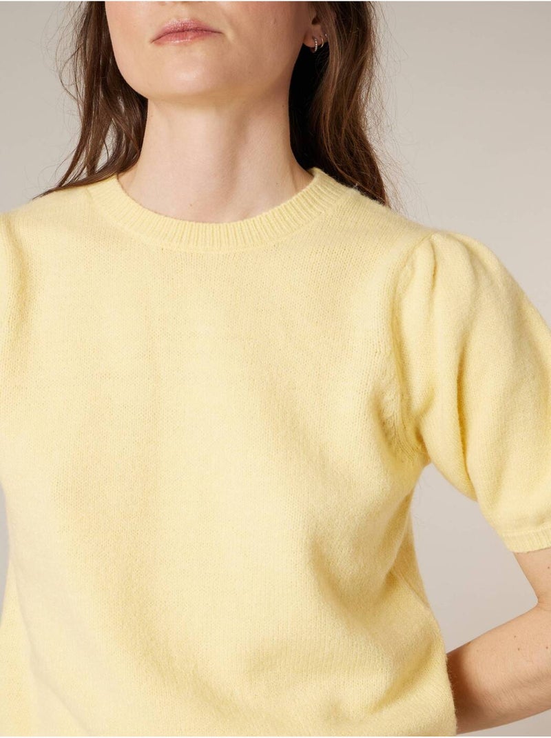 Pull femme en maille douce 'Deeluxe' Jaune clair - Kiabi