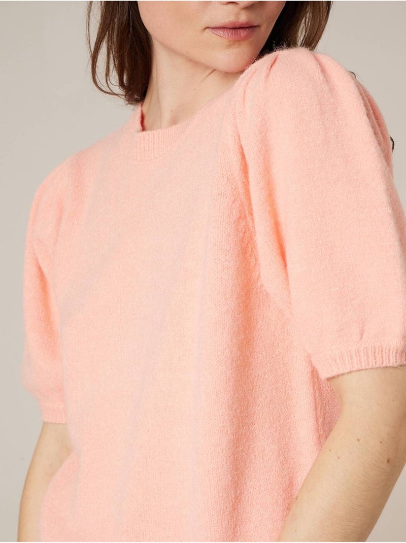 Pull femme en maille douce 'Deeluxe' Orange corail - Kiabi