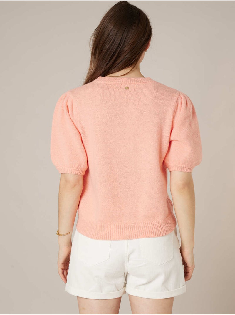 Pull femme en maille douce 'Deeluxe' Orange corail - Kiabi