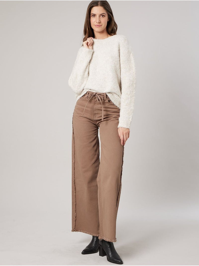 Pull femme en maille duveteuse effet brillant 'deeluxe' Beige - Kiabi