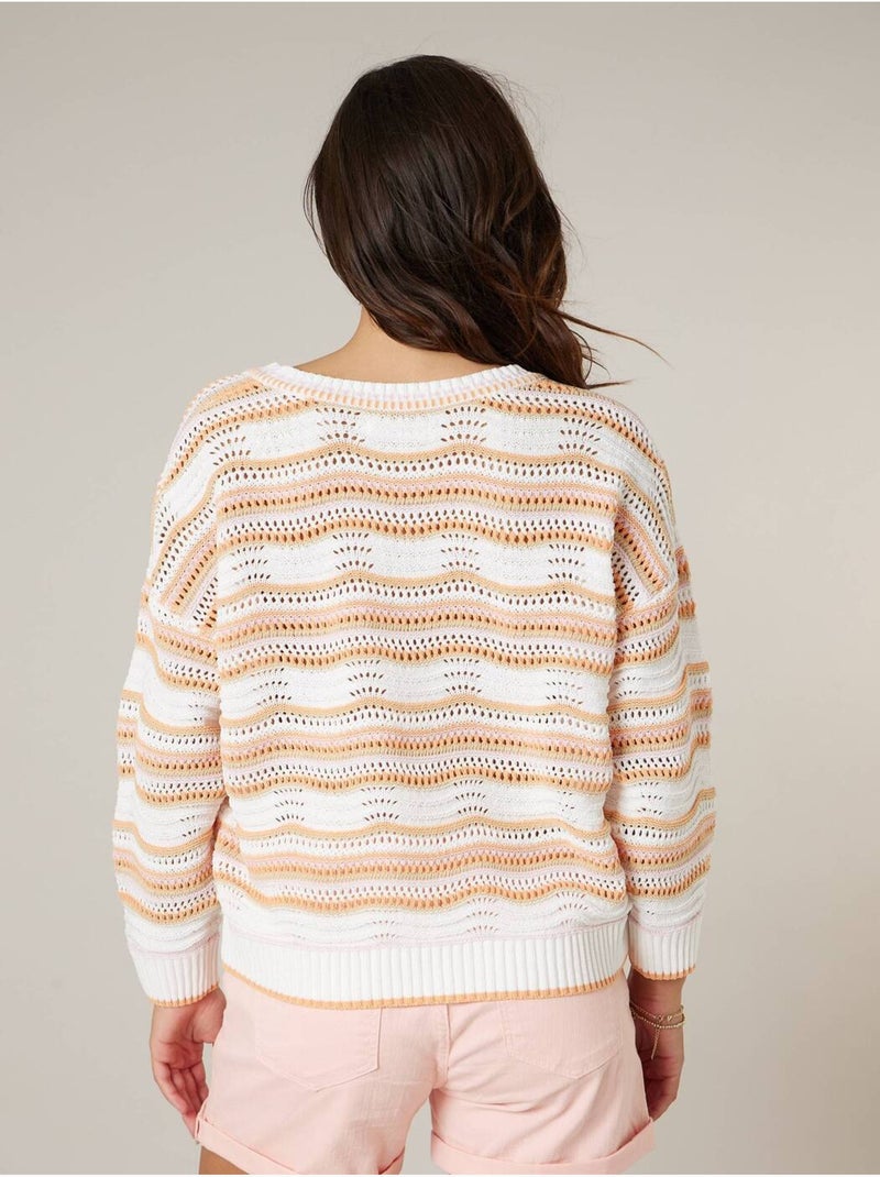 Pull femme en maille fantaisie 'Deeluxe' Orange mandarine - Kiabi