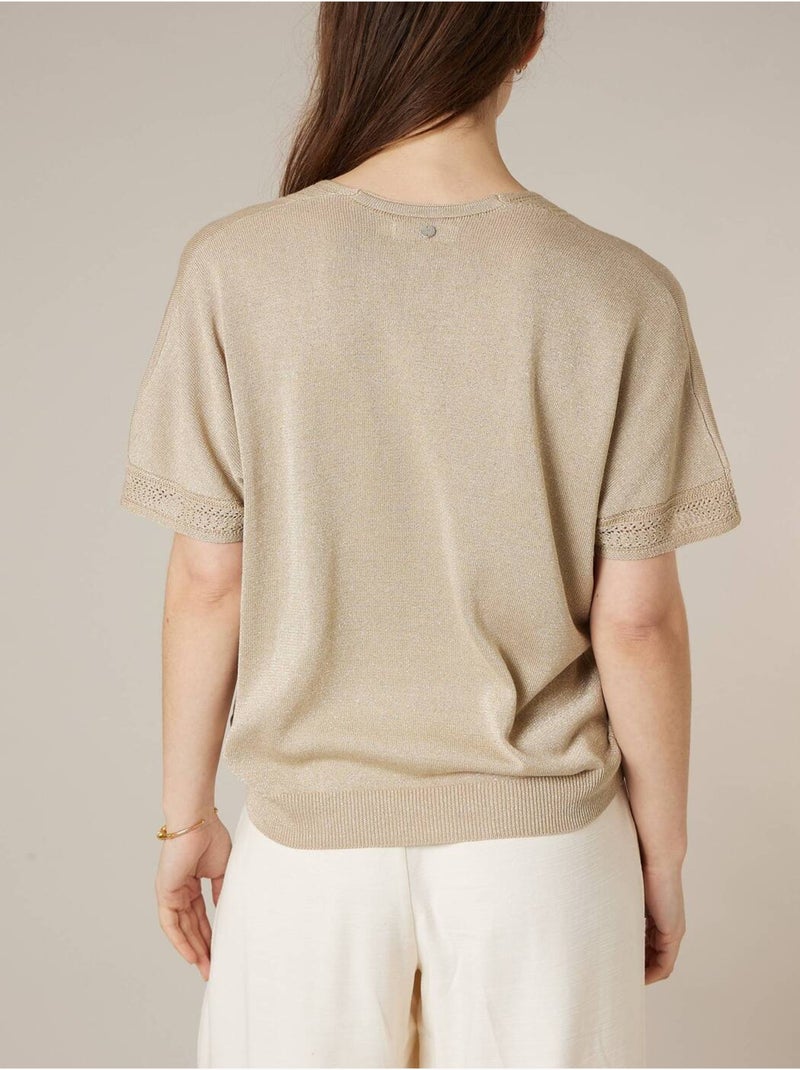 Pull femme en maille fine 'Deeluxe' Beige sable - Kiabi