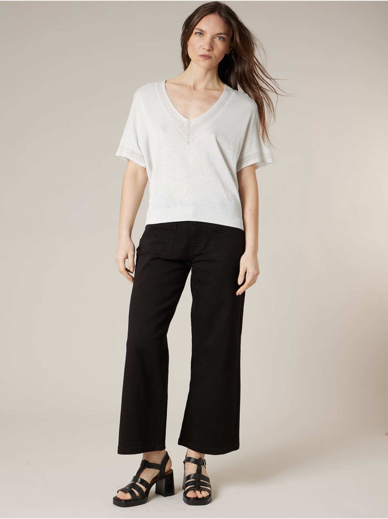 Pull femme en maille fine 'Deeluxe' Blanc - Kiabi
