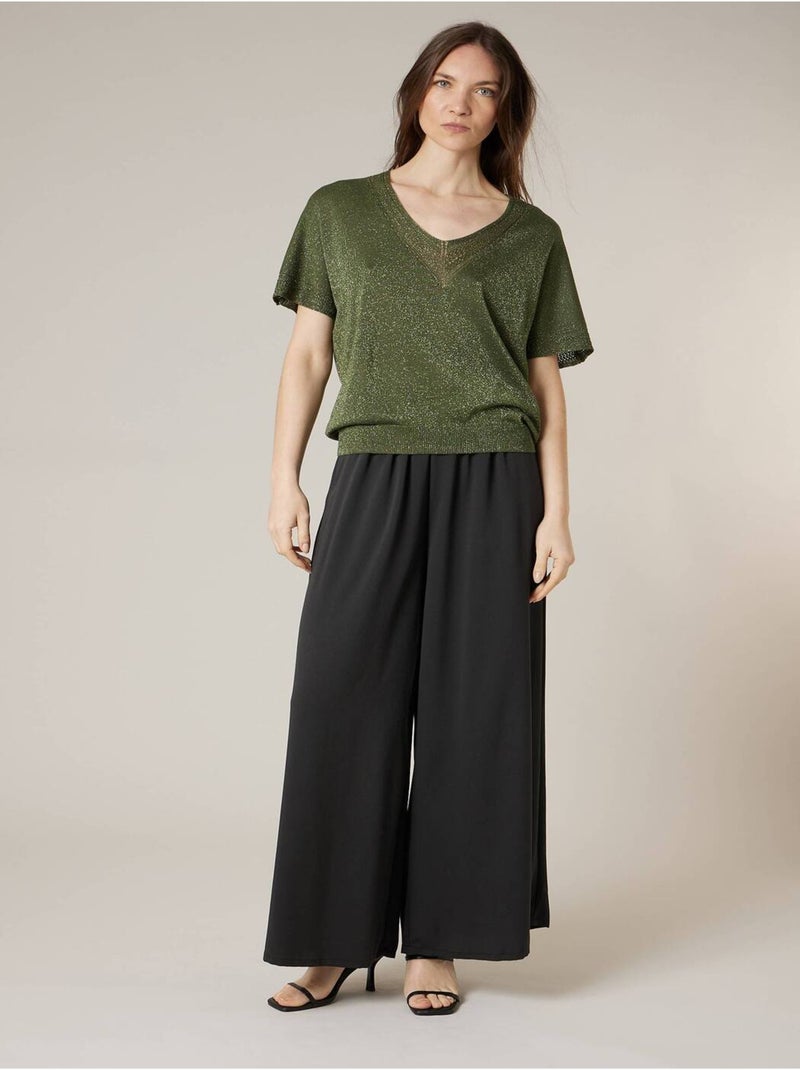 Pull femme en maille fine 'Deeluxe' Kaki - Kiabi