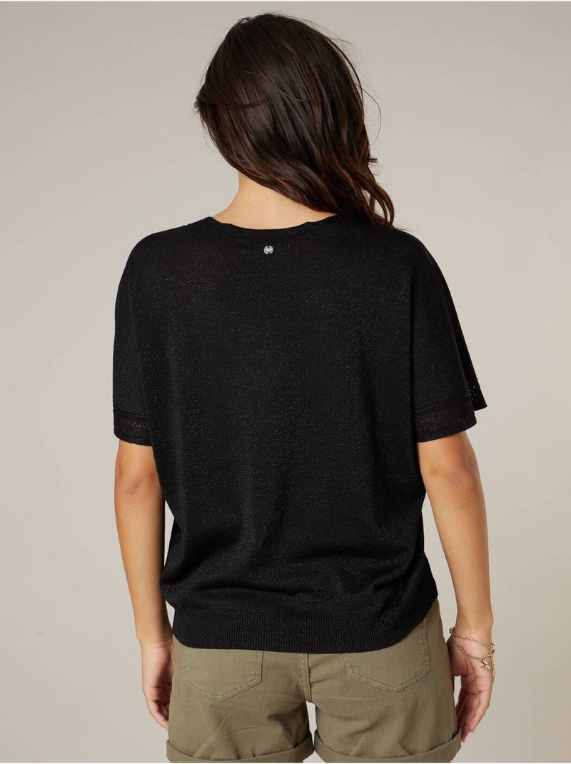 Pull femme en maille fine 'Deeluxe' Noir - Kiabi