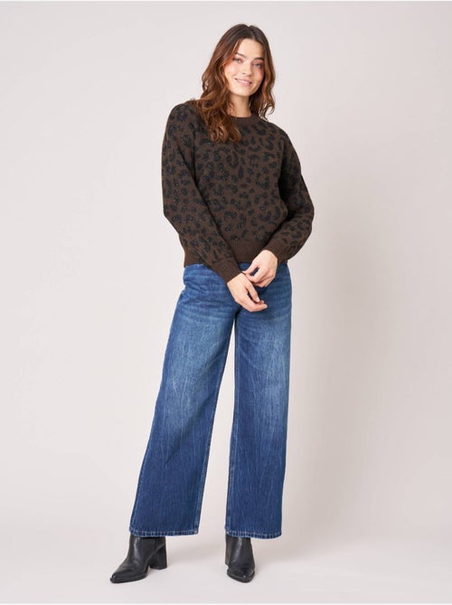 Pull femme en maille jacquard léopard 'deeluxe' - Kiabi Pull femme en maille jacquard léopard 'deeluxe' - Kiabi