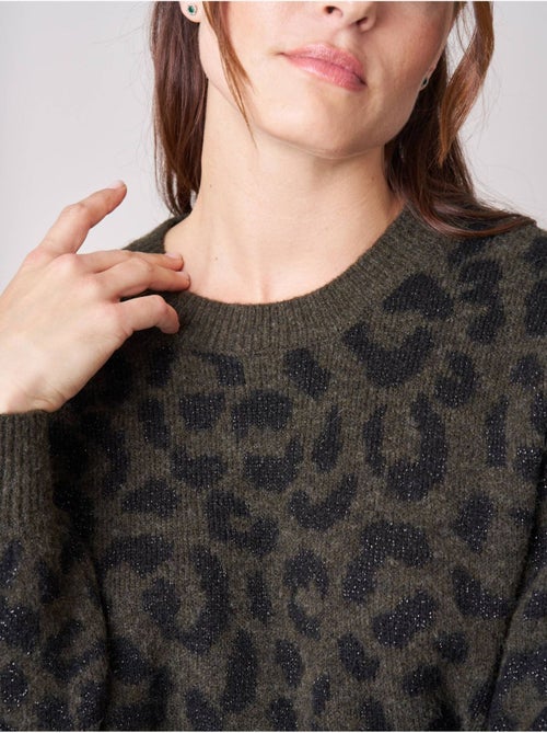 Pull femme en maille jacquard léopard 'deeluxe' - Kiabi Pull femme en maille jacquard léopard 'deeluxe' - Kiabi