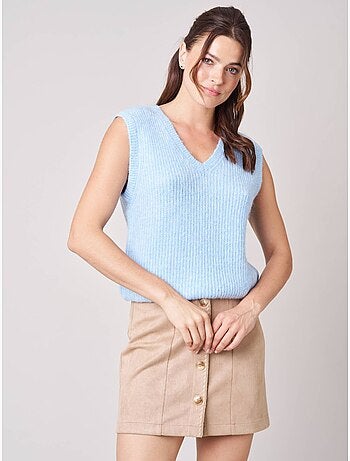 Pull femme en maille, sans manches 'deeluxe'