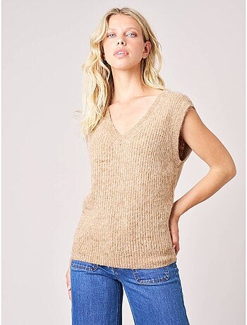 Pull femme en maille, sans manches 'deeluxe'
