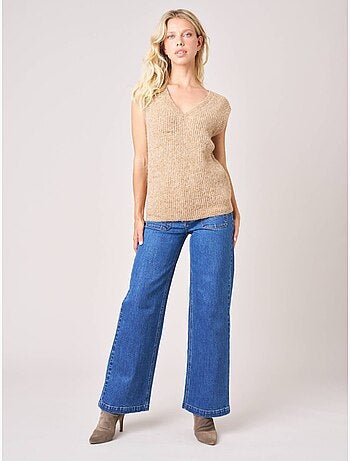 Pull femme en maille, sans manches 'deeluxe'