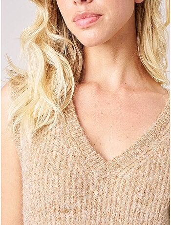Pull femme en maille, sans manches 'deeluxe'