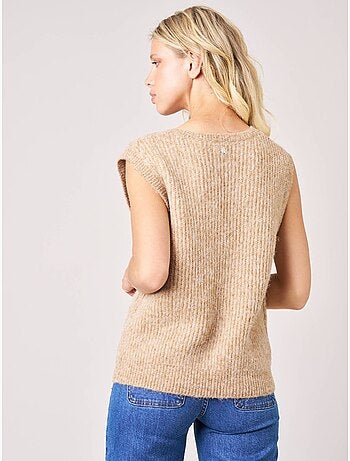 Pull femme en maille, sans manches 'deeluxe'