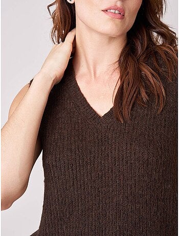 Pull femme en maille, sans manches 'deeluxe'