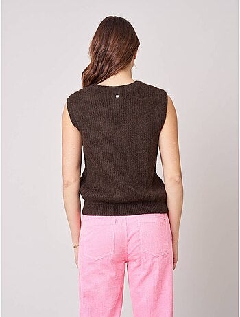 Pull femme en maille, sans manches 'deeluxe'