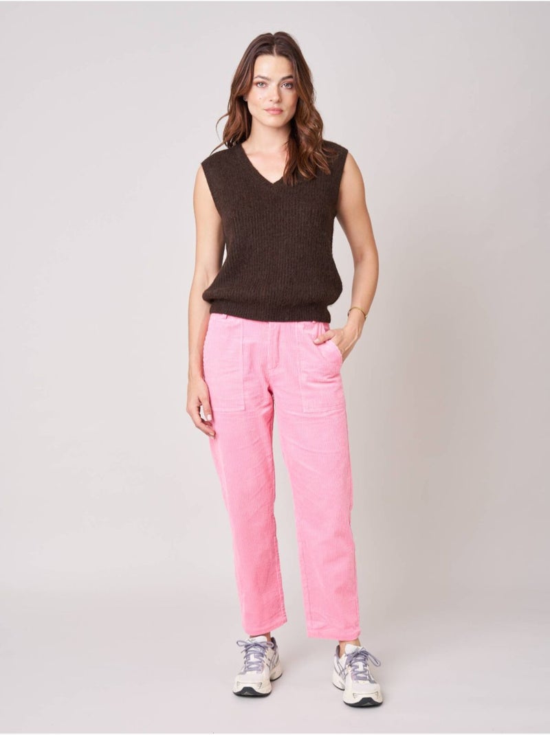 Pull femme en maille, sans manches 'deeluxe' Marron - Kiabi
