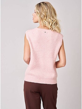 Pull femme en maille, sans manches 'deeluxe'
