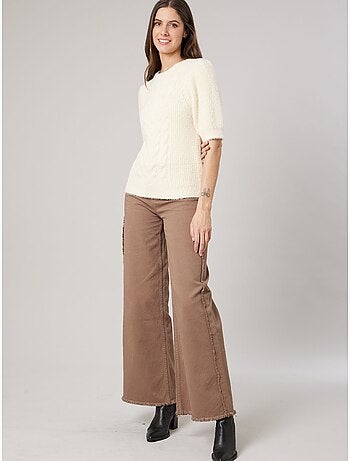 Pull femme en maille torsadée 'Deeluxe'