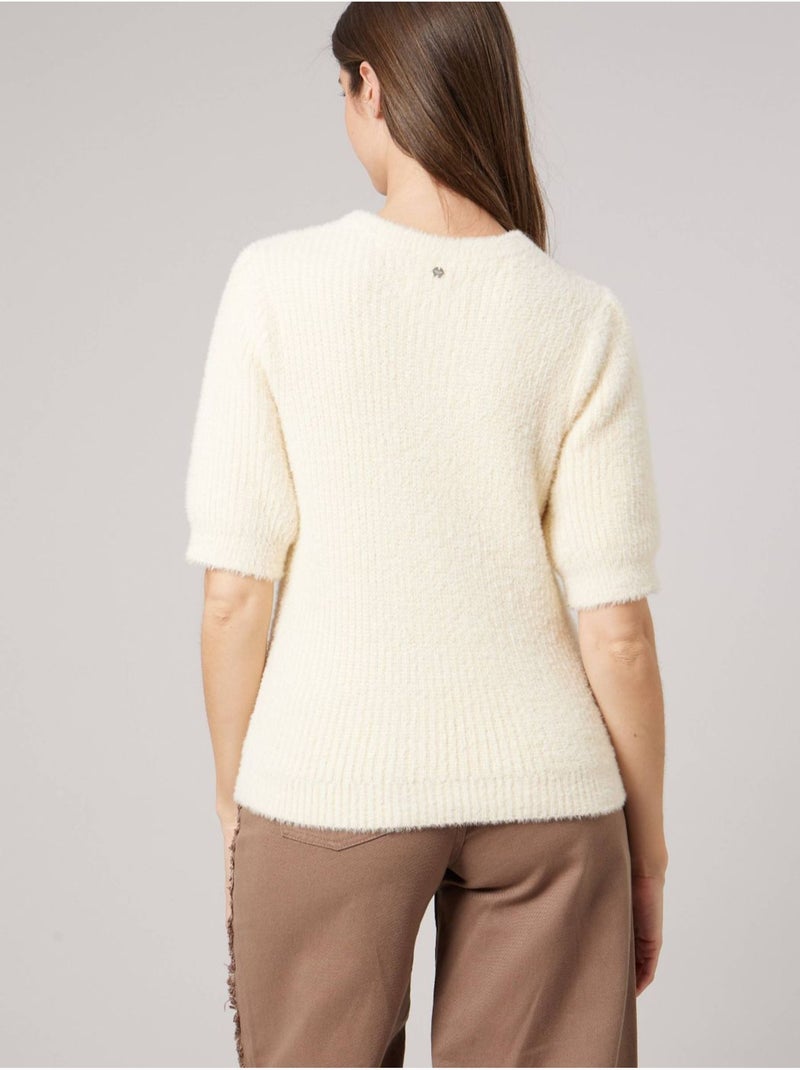 Pull femme en maille torsadée 'Deeluxe' Beige argile - Kiabi