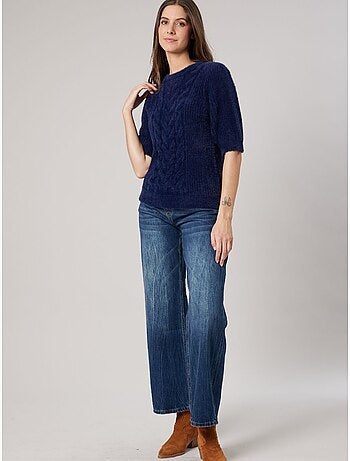 Pull femme en maille torsadée 'Deeluxe'