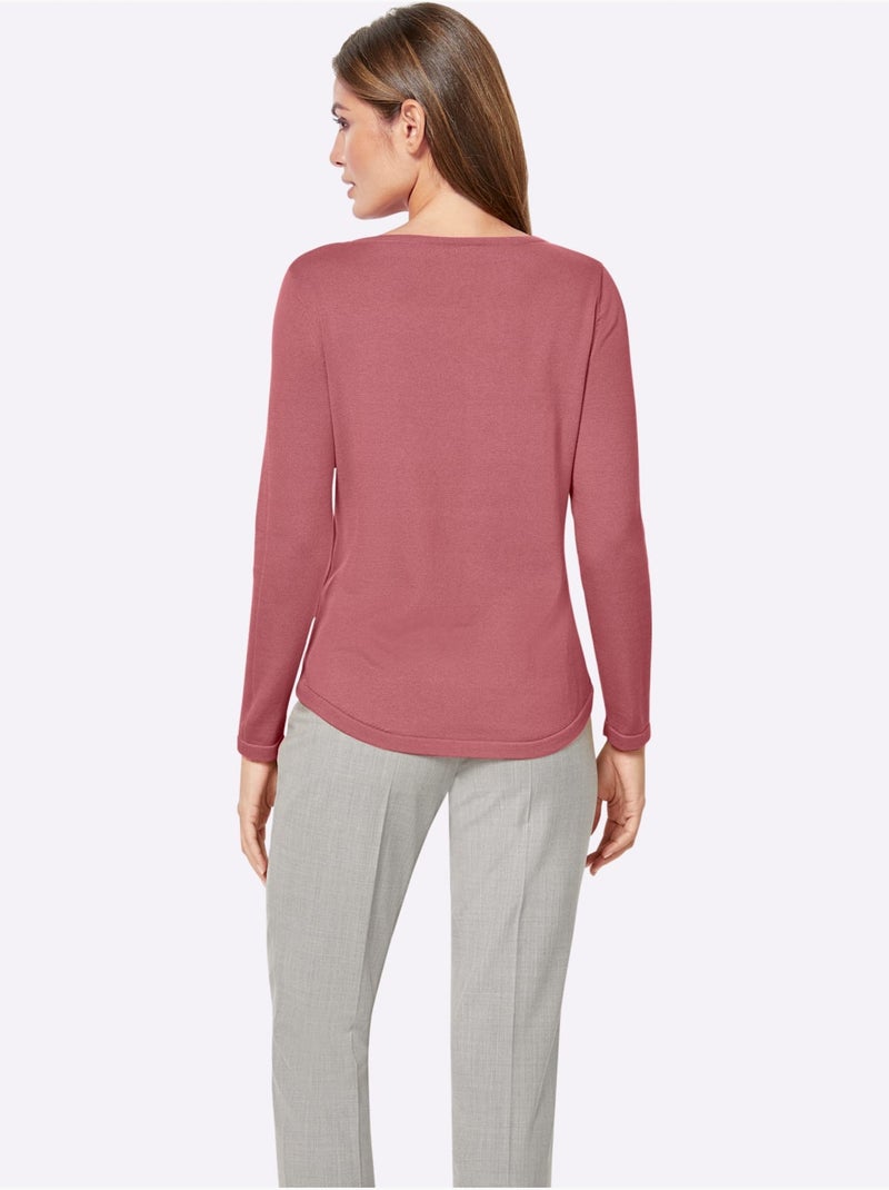 Pull femme en maille uni manches longues - Taille standard - Witt Bruyère/Menthe - Kiabi