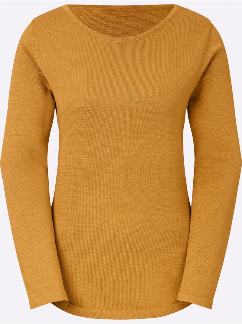Pull femme en maille uni manches longues - Taille standard - Witt Curry - Kiabi
