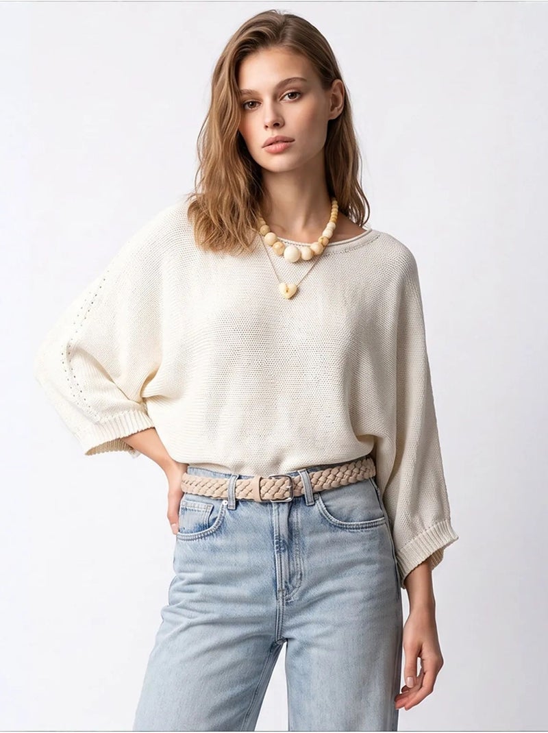 Pull femme en mélange coton mixray Crème - Kiabi