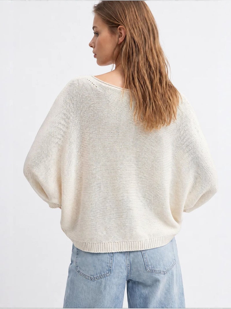 Pull femme en mélange coton mixray Crème - Kiabi