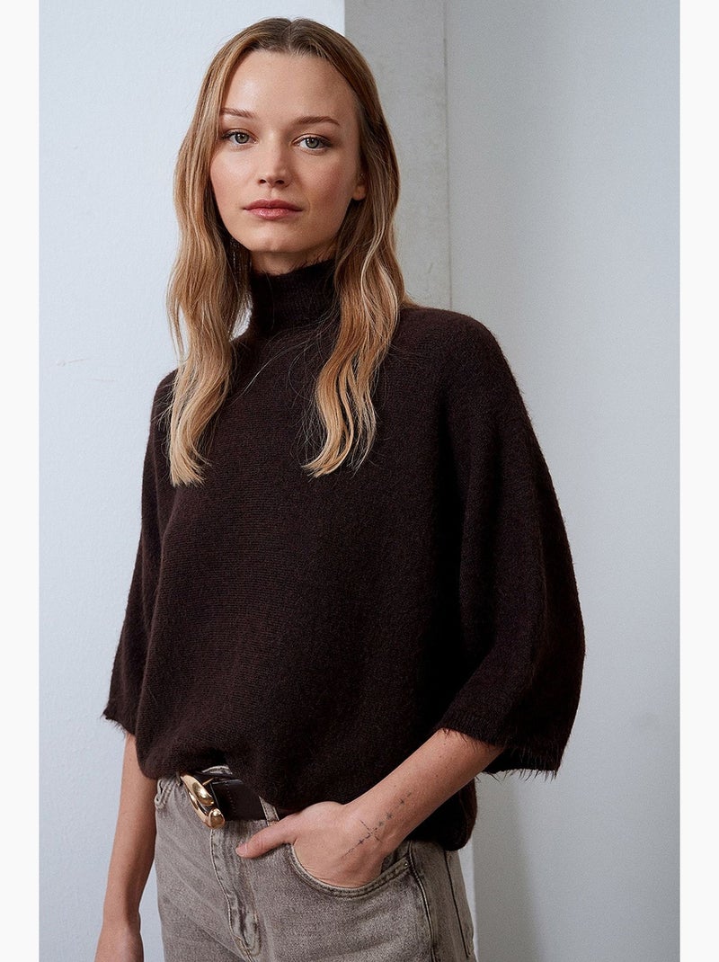 Pull femme en mélange de laine dilvin Marron chocolat - Kiabi