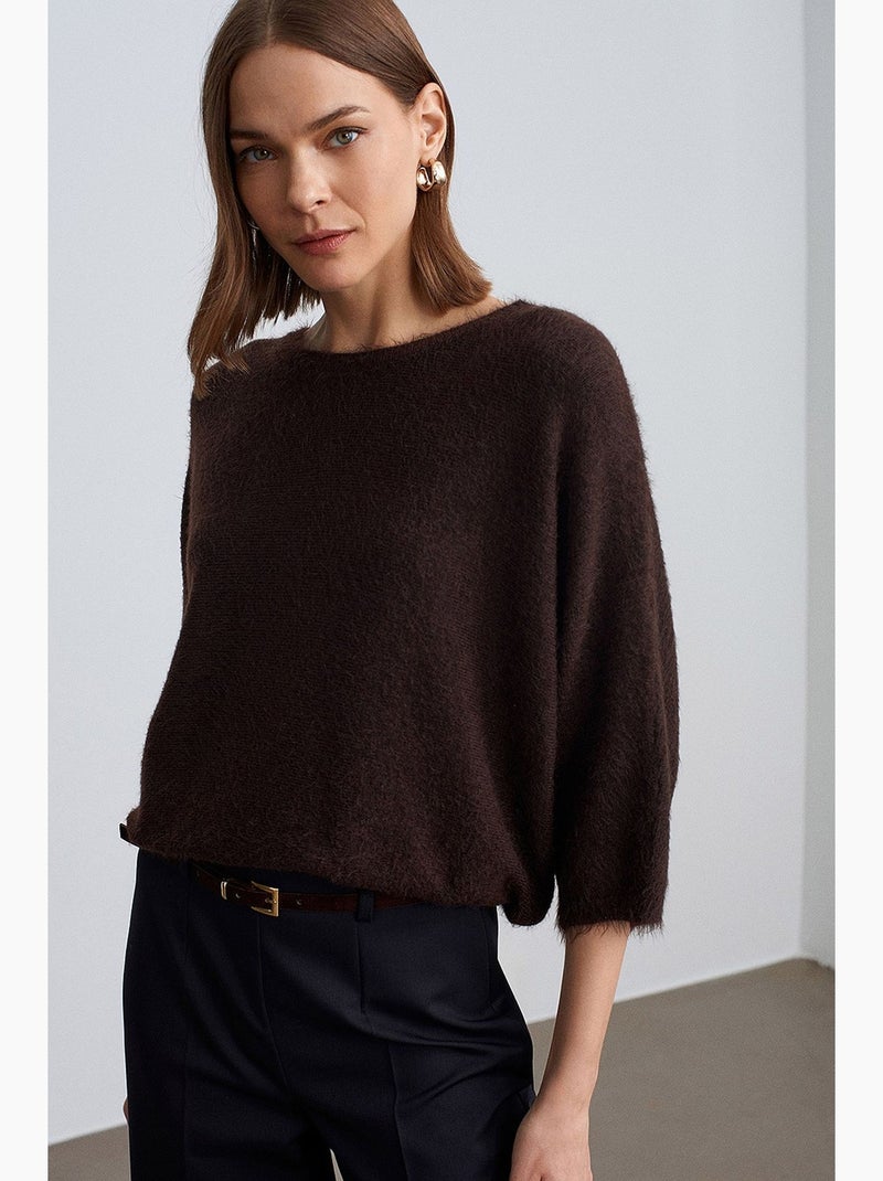 Pull femme en mélange de laine dilvin Marron chocolat - Kiabi