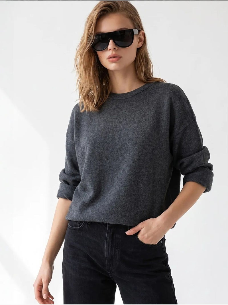 Pull femme en mélange de laine mixray Gris Noir - Kiabi