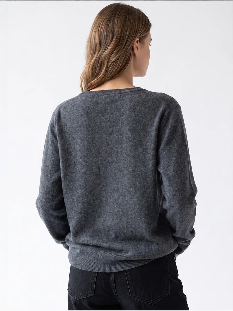 Pull femme en mélange de laine mixray Gris Noir - Kiabi