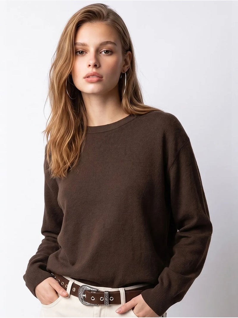 Pull femme en mélange de laine mixray Marron chocolat - Kiabi