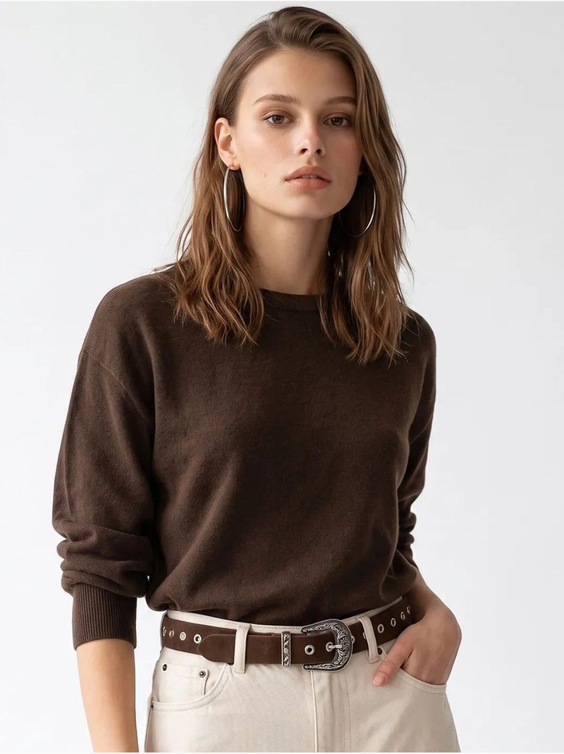 Pull femme en mélange de laine mixray Marron chocolat - Kiabi
